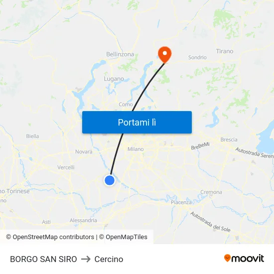 BORGO SAN SIRO to Cercino map