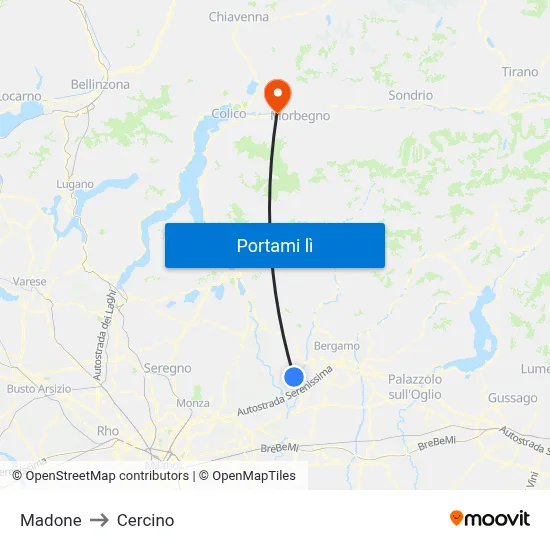 Madone to Cercino map