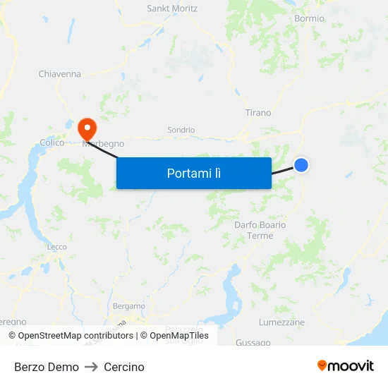 Berzo Demo to Cercino map