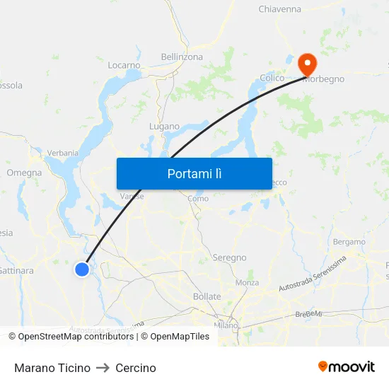 Marano Ticino to Cercino map