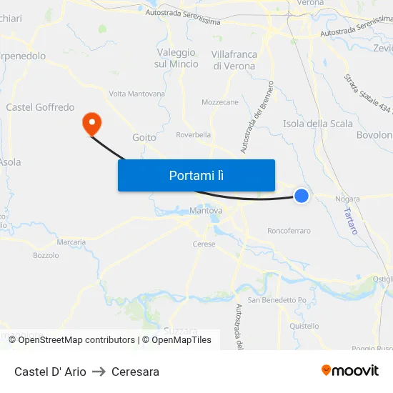 Castel D' Ario to Ceresara map