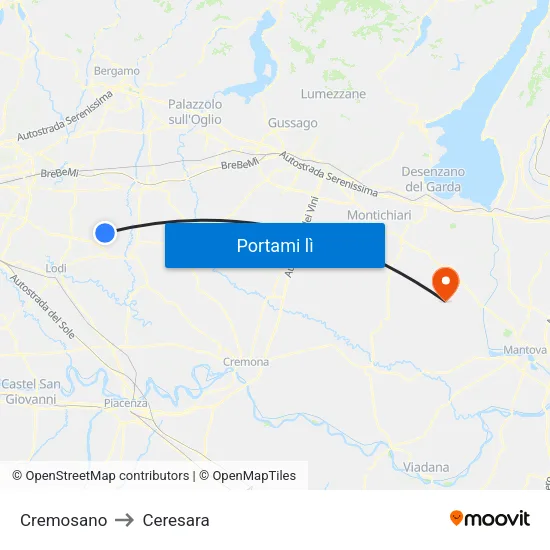 Cremosano to Ceresara map