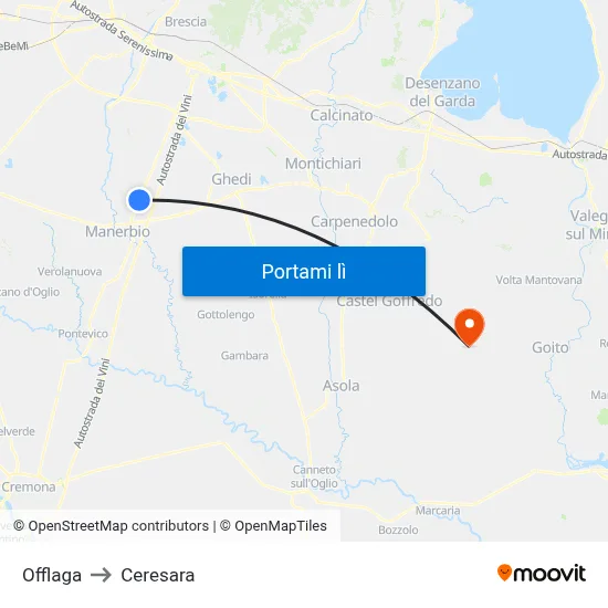 Offlaga to Ceresara map