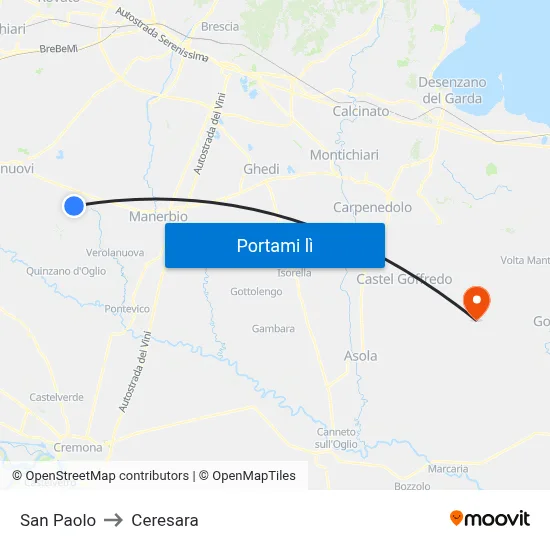 San Paolo to Ceresara map