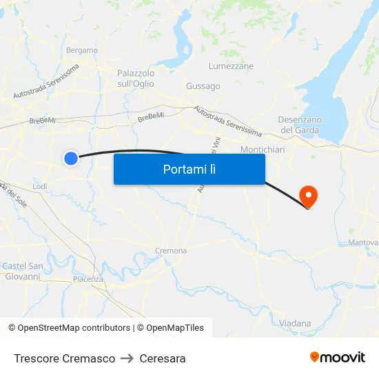 Trescore Cremasco to Ceresara map
