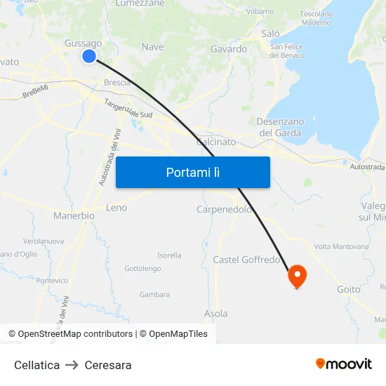 Cellatica to Ceresara map