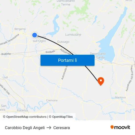 Carobbio Degli Angeli to Ceresara map