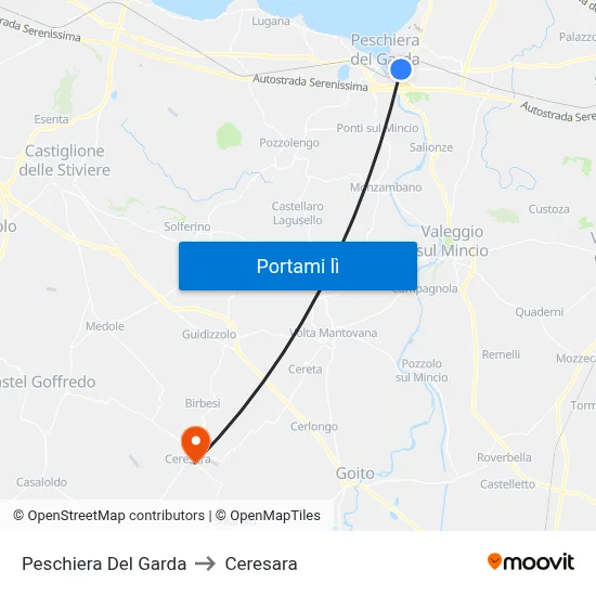 Peschiera Del Garda to Ceresara map