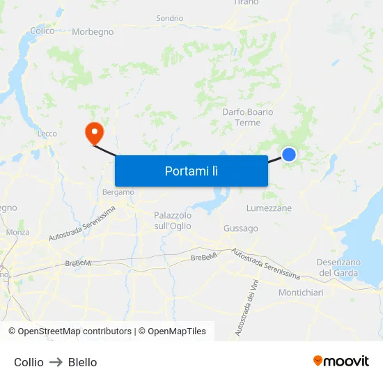 Collio to Blello map
