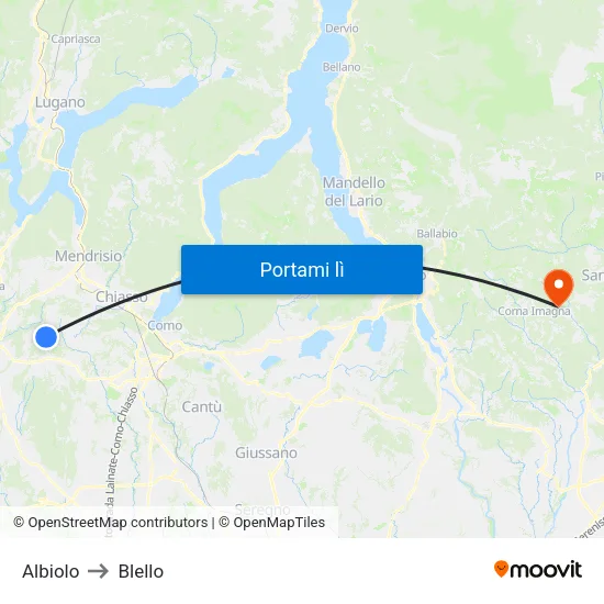 Albiolo to Blello map