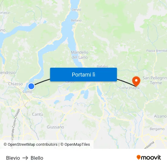 Blevio to Blello map
