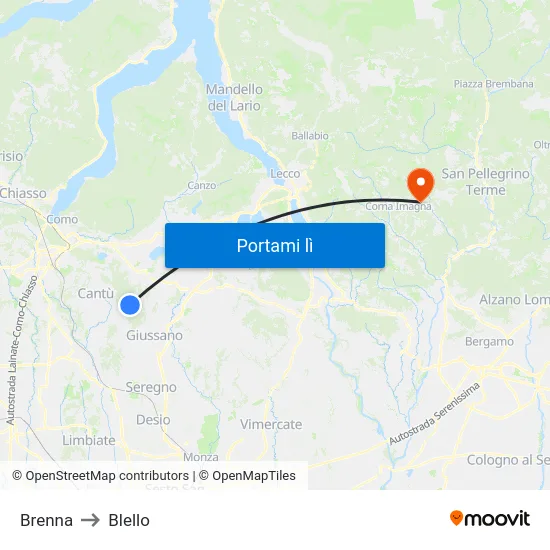 Brenna to Blello map