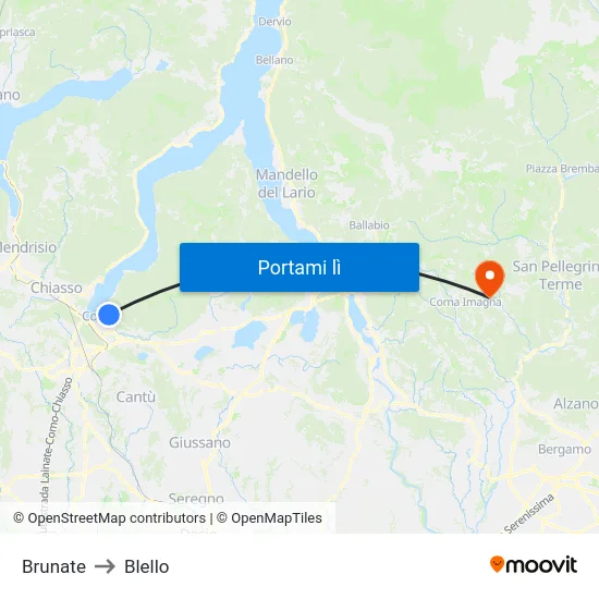 Brunate to Blello map