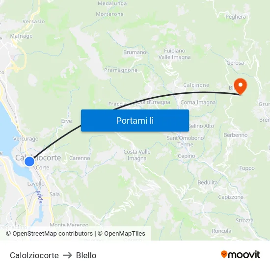 Calolziocorte to Blello map