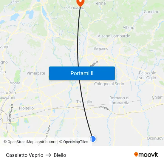 Casaletto Vaprio to Blello map