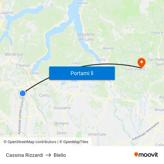Cassina Rizzardi to Blello map