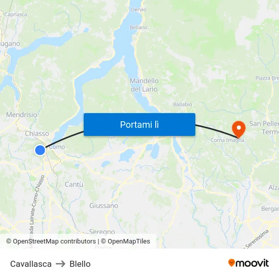 Cavallasca to Blello map