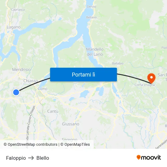 Faloppio to Blello map