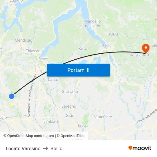 Locate Varesino to Blello map