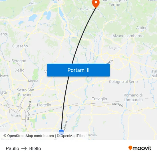 Paullo to Blello map