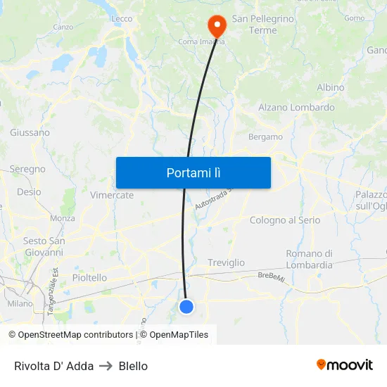 Rivolta D' Adda to Blello map