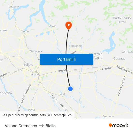 Vaiano Cremasco to Blello map