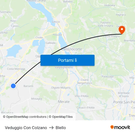 Veduggio Con Colzano to Blello map