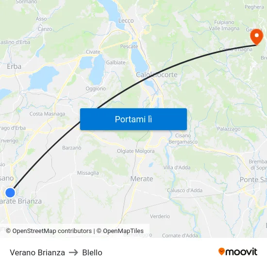 Verano Brianza to Blello map