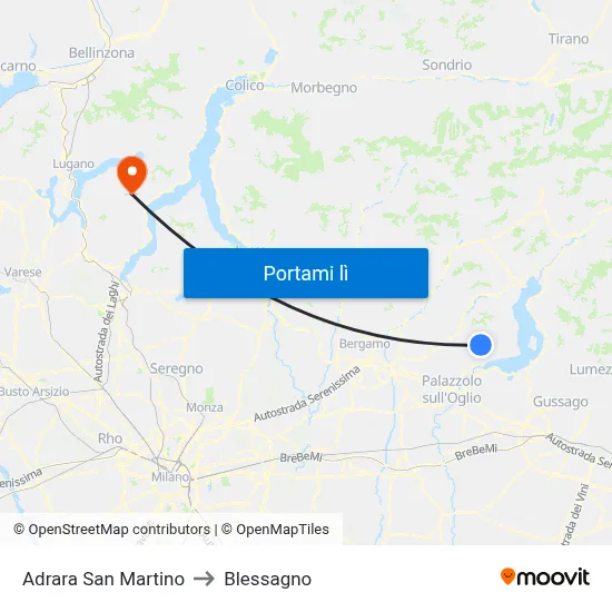 Adrara San Martino to Blessagno map
