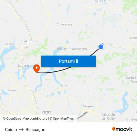Caiolo to Blessagno map