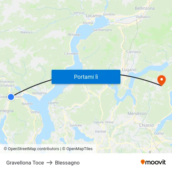 Gravellona Toce to Blessagno map