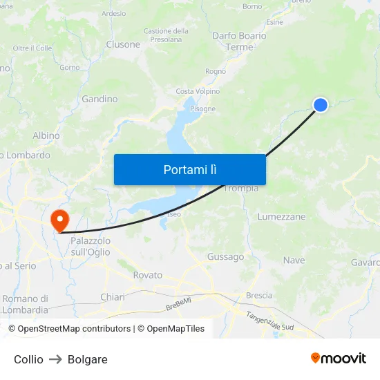 Collio to Bolgare map
