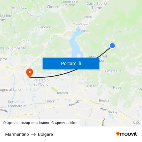 Marmentino to Bolgare map