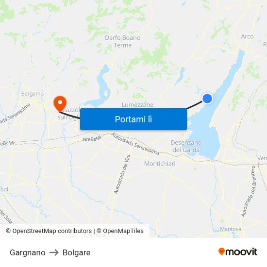 Gargnano to Bolgare map