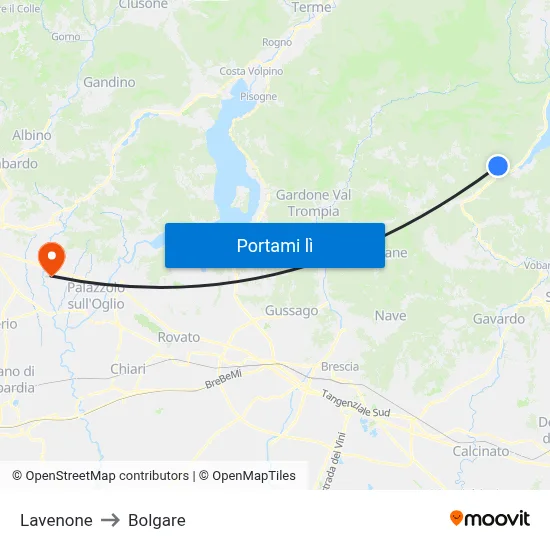 Lavenone to Bolgare map