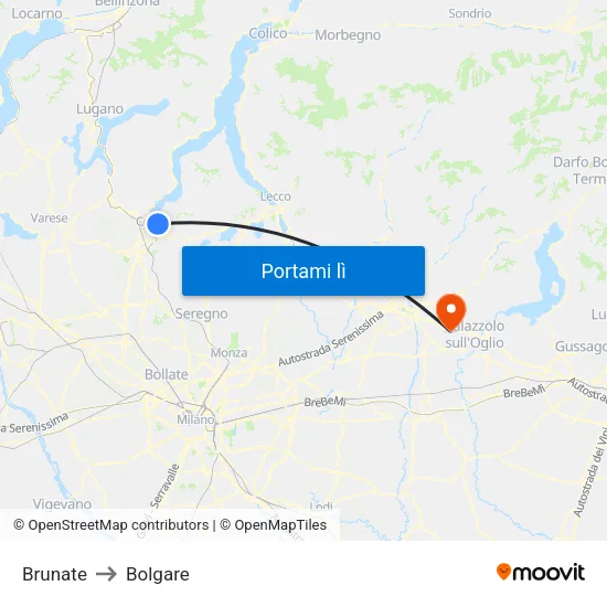 Brunate to Bolgare map