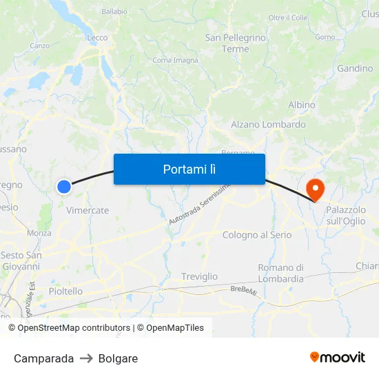 Camparada to Bolgare map