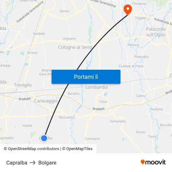 Capralba to Bolgare map