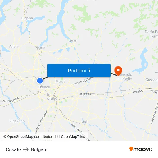 Cesate to Bolgare map