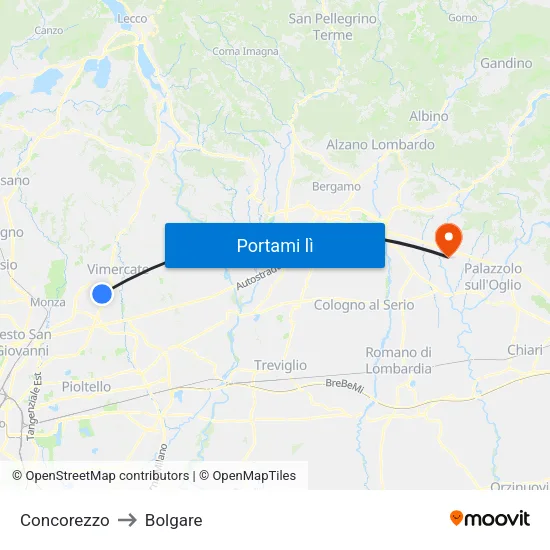Concorezzo to Bolgare map