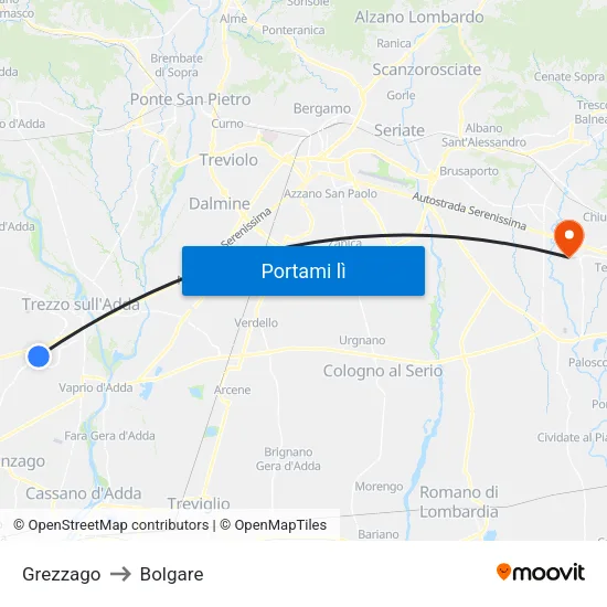 Grezzago to Bolgare map