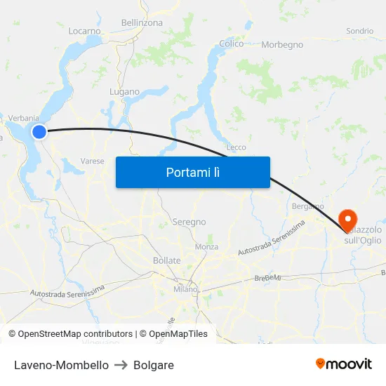 Laveno-Mombello to Bolgare map