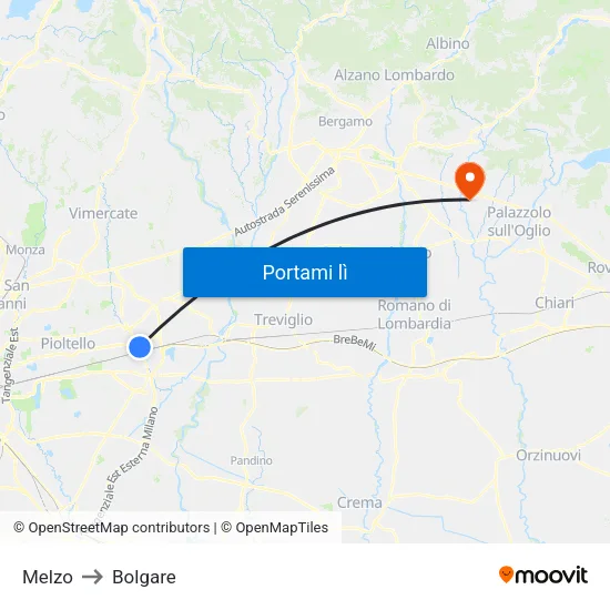 Melzo to Bolgare map