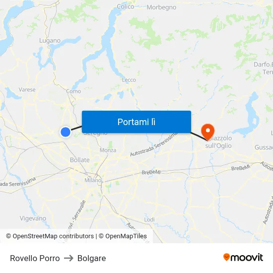 Rovello Porro to Bolgare map