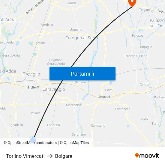 Torlino Vimercati to Bolgare map