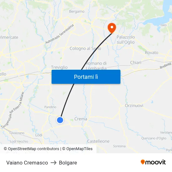 Vaiano Cremasco to Bolgare map