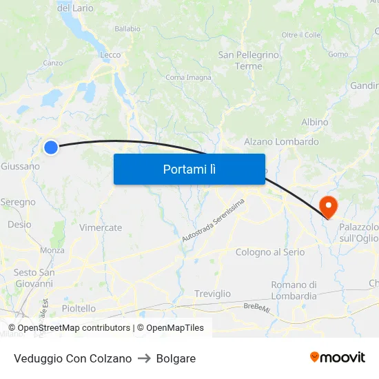 Veduggio Con Colzano to Bolgare map