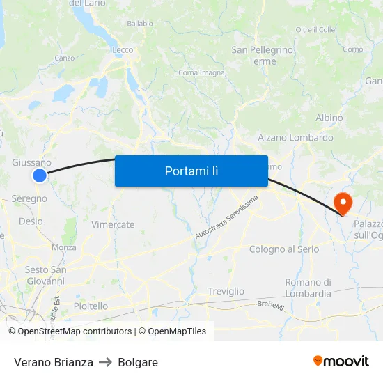 Verano Brianza to Bolgare map