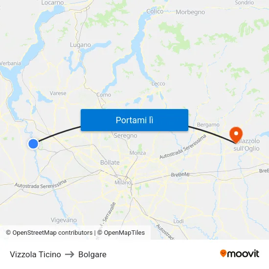 Vizzola Ticino to Bolgare map