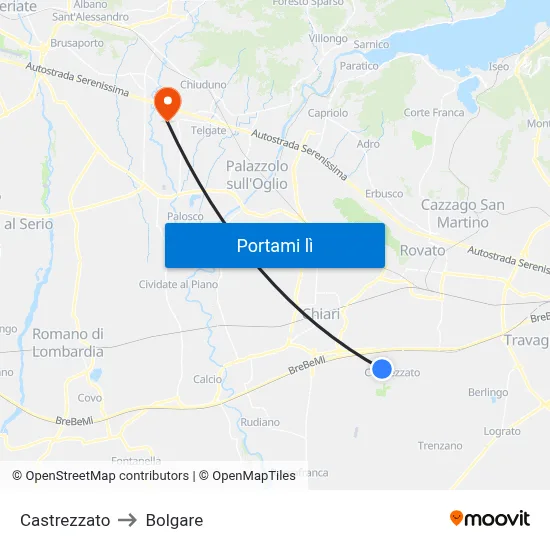 Castrezzato to Bolgare map